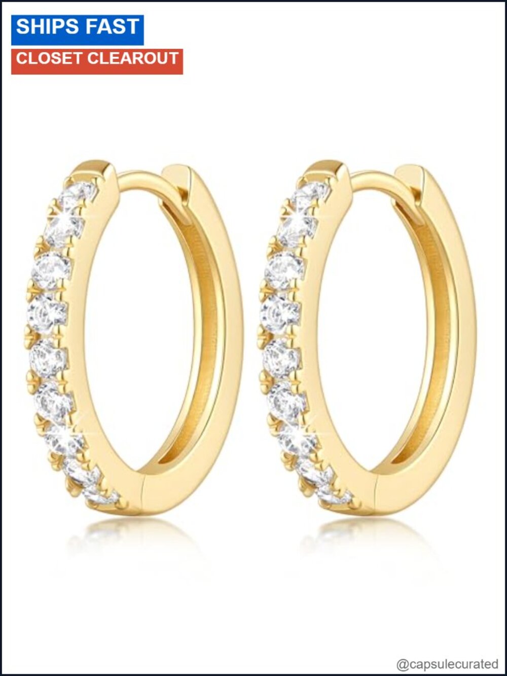 14K Gold Plated Hoop Earrings for Women Zircon Cubic Size 12-30mm